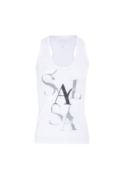 Salsa White Branding Lettering Top sem mangas