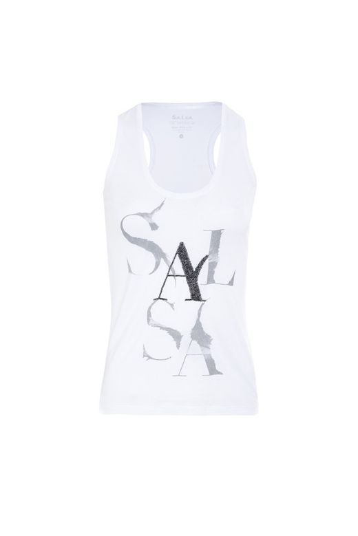Salsa White Branding Lettering Top sem mangas