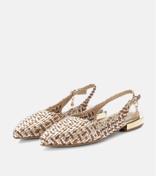 Sandalia con tacón rejilla tricolor Xti Oro