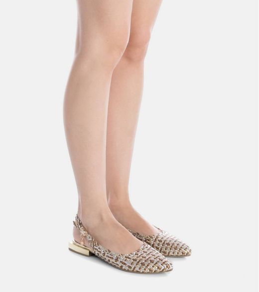 Sandalia con tacón rejilla tricolor Xti Oro