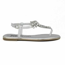 Sandalia plana con detalles brillantes en enpeine Xti Plata