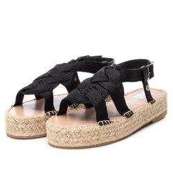 Sandalia plana esparto Xti Negro