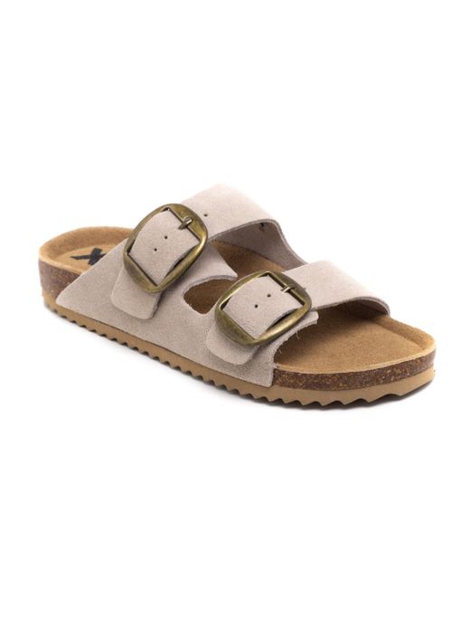 Sandalia plana serraje bio con hebillas Xti Beige