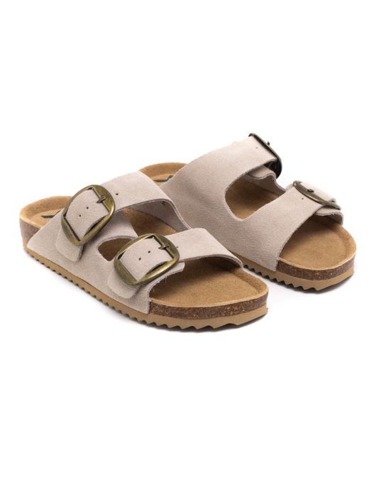 Sandalia plana serraje bio con hebillas Xti Beige
