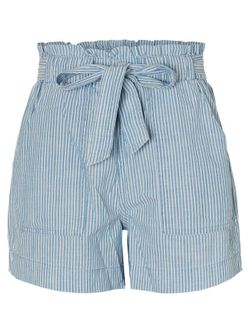 Vero Moda Hellblaue Höhle Slim Striped Belt High Waist Short