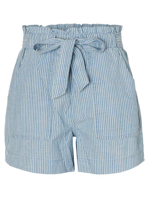 Vero Moda Hellblaue Höhle Slim Striped Belt High Waist Short