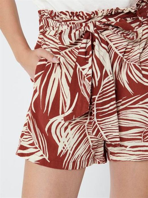 Solo pantaloncini larghi con stampa foglia di palma henné bruciato