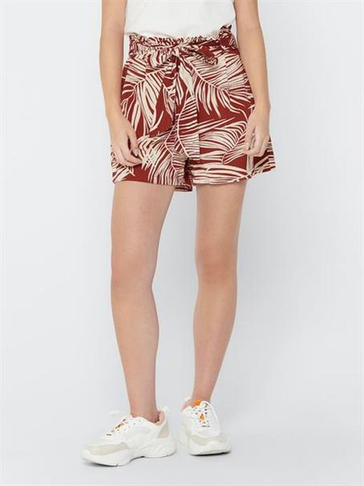 Solo pantaloncini larghi con stampa foglia di palma henné bruciato