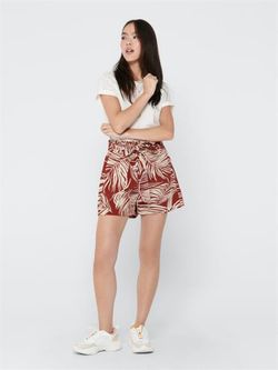 Solo pantaloncini larghi con stampa foglia di palma henné bruciato