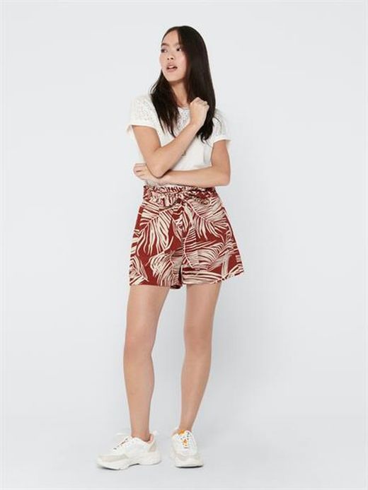 Solo pantaloncini larghi con stampa foglia di palma henné bruciato