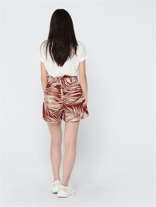 Solo pantaloncini larghi con stampa foglia di palma henné bruciato