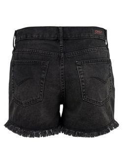 Shorts in denim sfrangiato a 5 tasche Solo nero