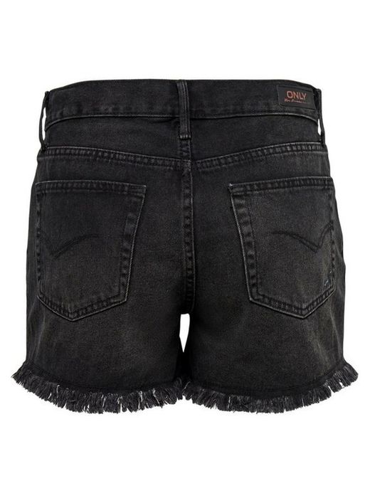 Shorts in denim sfrangiato a 5 tasche Solo nero