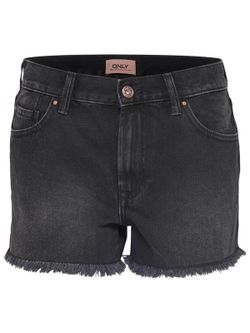 Shorts in denim sfrangiato a 5 tasche Solo nero