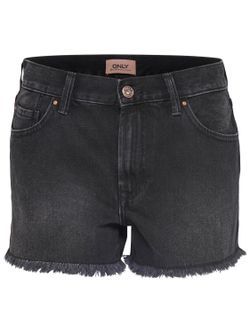 Shorts in denim sfrangiato a 5 tasche Solo nero