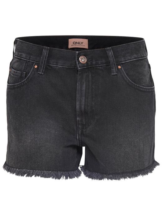 Shorts in denim sfrangiato a 5 tasche Solo nero