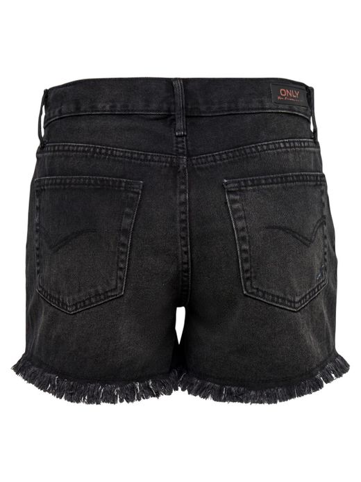 Shorts in denim sfrangiato a 5 tasche Solo nero