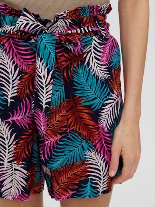 Shorts ancho con estampado hojas palmera Vero Moda Navy Blazer