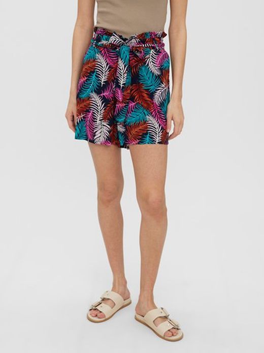 Shorts ancho con estampado hojas palmera Vero Moda Navy Blazer