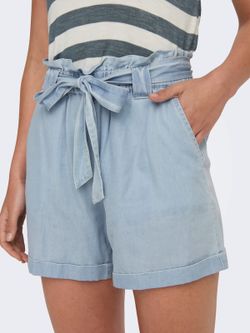 Shorts ancho con goma y cinturón Only Light Blue Den