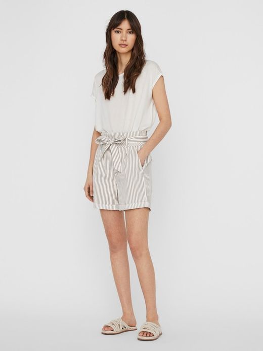 Short large à rayures et ceinture Vero Moda Snow White