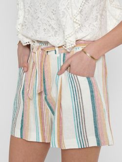 Shorts con cinturón rayas Only Cloud Dancer