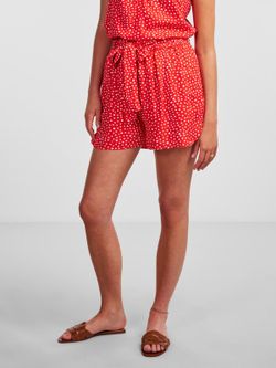 Shorts con estampado corazones y cinturón Pieces Red