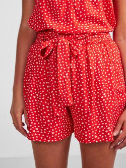 Shorts con estampado corazones y cinturón Pieces Red