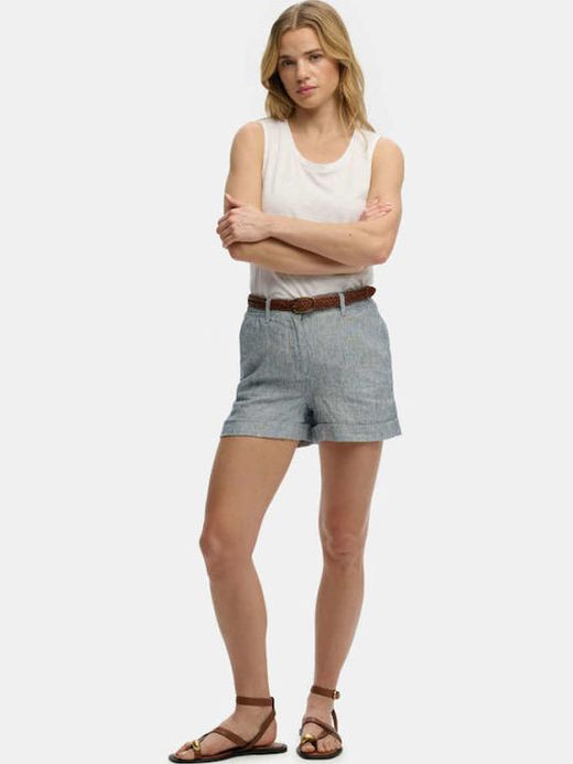 Shorts con goma lino con rayas Superdry Indigo