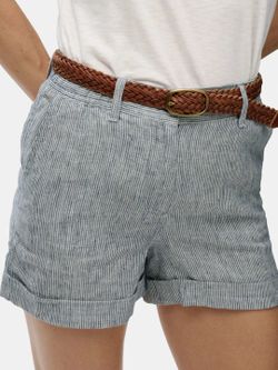 Shorts con goma lino con rayas Superdry Indigo