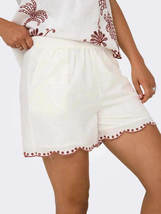 Shorts con goma y acabado con bordado Jdy Cloud Dancer 1