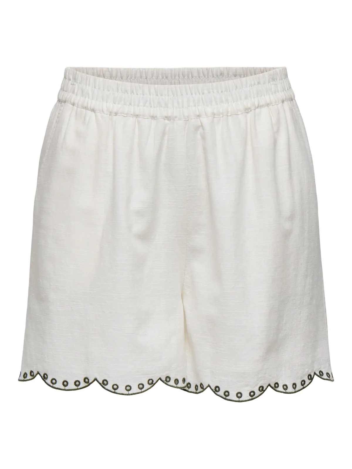 Shorts con goma y acabado con bordado Jdy Cloud Dancer 4XL