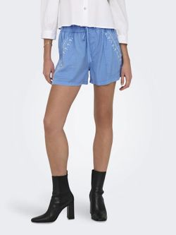 Shorts con goma y bordados Only Blissful Blue