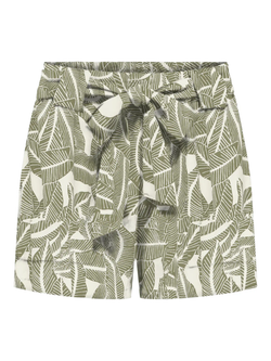 Shorts con goma y cinturón con estampado hojas Only Vaporous Gray