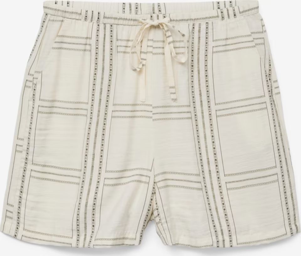 Shorts con goma y cordón cuadros grandes Vero Moda Cloud Dancer 4XL