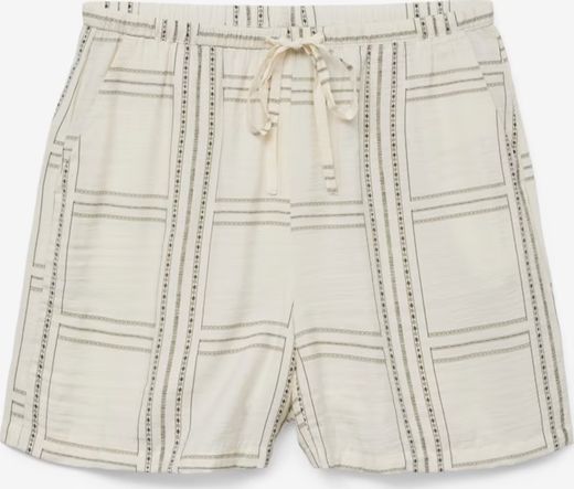Shorts con goma y cordón cuadros grandes Vero Moda Cloud Dancer