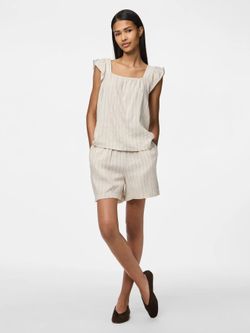 Shorts con goma y cordón rayas Pieces Birch