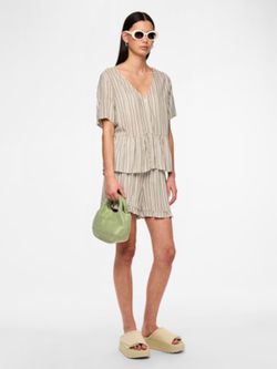 Shorts con goma y cordón rayas verticales Pieces Laurel Wreath