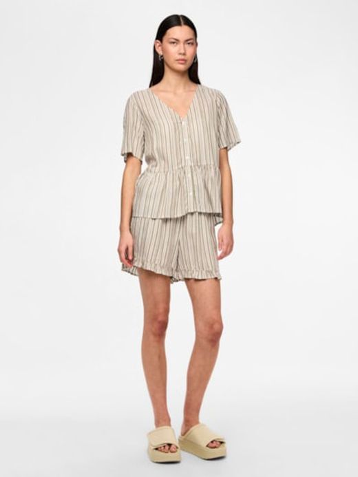 Shorts con goma y cordón rayas verticales Pieces Laurel Wreath