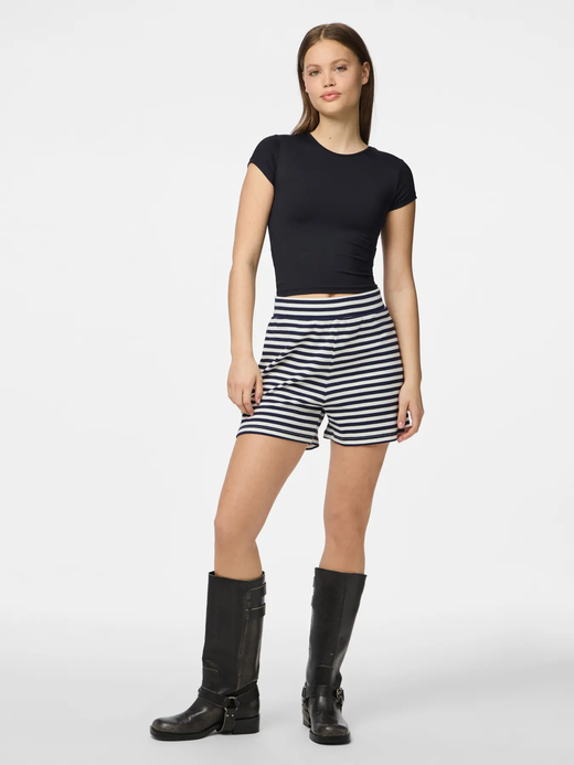Shorts de punto canalé MW rayas Pieces Maritime Blue