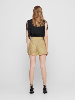 Nur Golden Spice Belted Striped Shorts