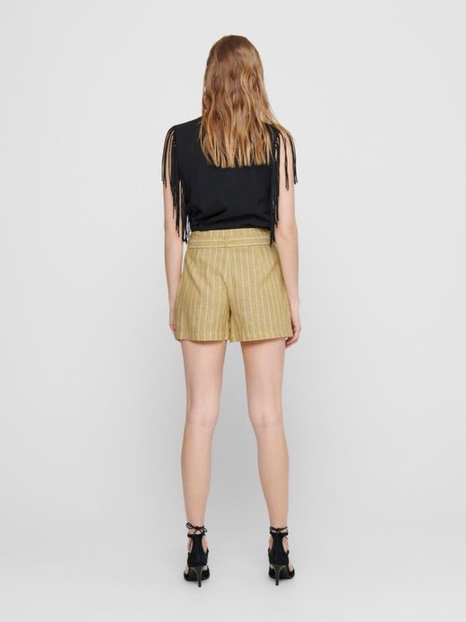 Nur Golden Spice Belted Striped Shorts