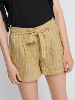 Nur Golden Spice Belted Striped Shorts