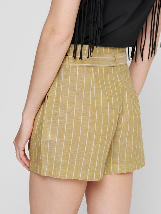 Nur Golden Spice Belted Striped Shorts