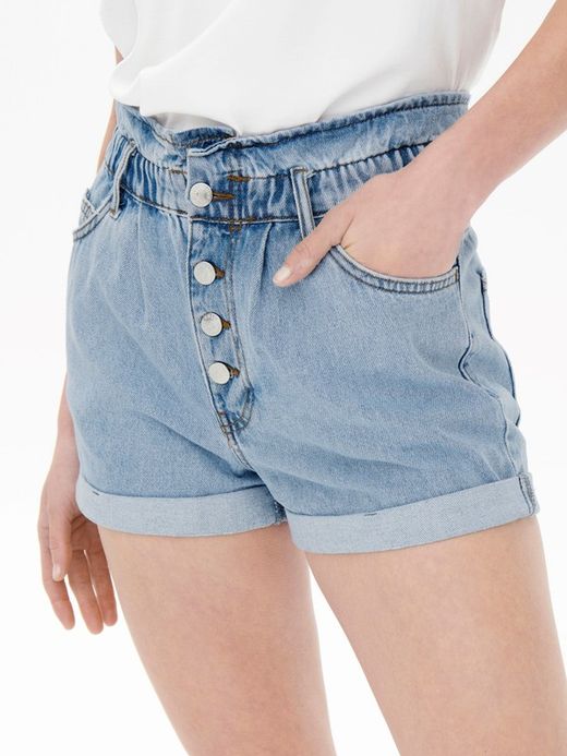 Shorts tejano con goma arrugada Only Light Blue Den