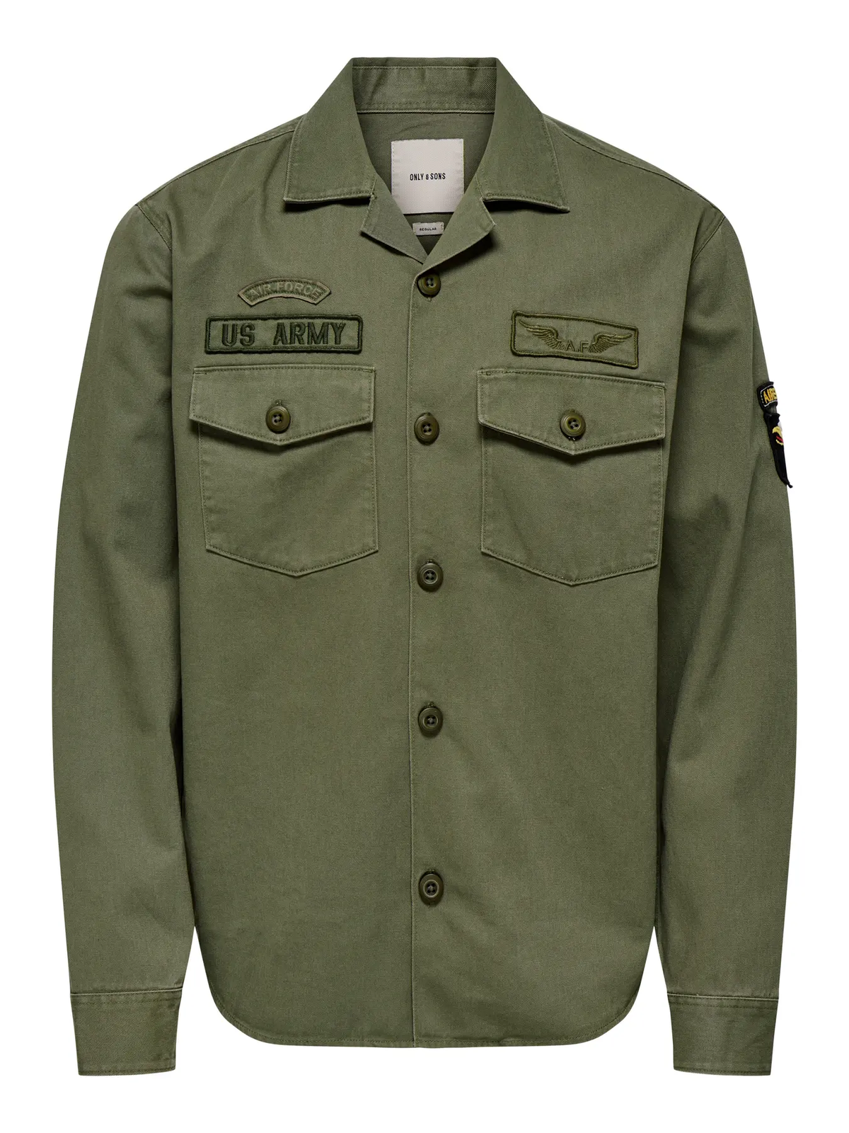 Sobrecamisa militar con botones Only & Sons Dusty Olive 4XL