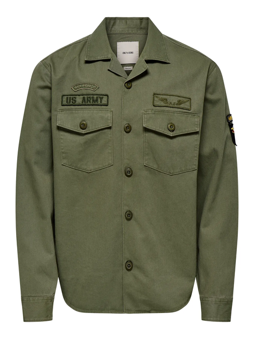 Sobrecamisa militar con botones Only & Sons Dusty Olive