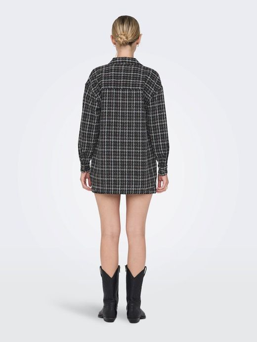 Sobrecamisa oversize de cuadros grandes & lurex Only Black