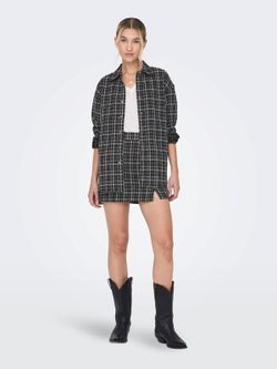 Sobrecamisa oversize de cuadros grandes & lurex Only Black