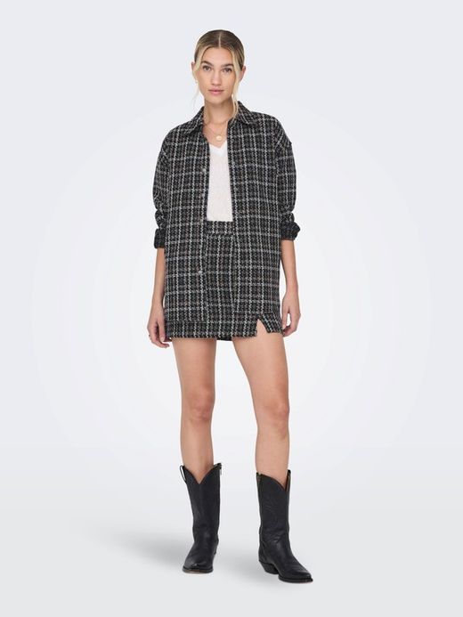 Sobrecamisa oversize de cuadros grandes & lurex Only Black